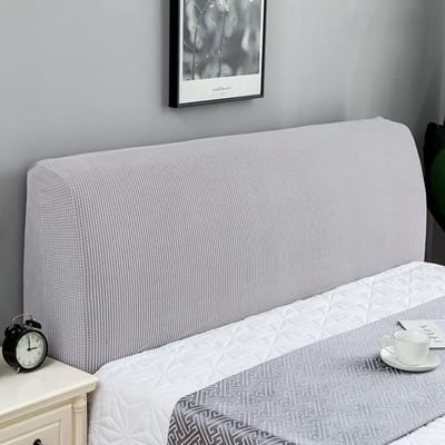 Hoofdbordbekleding - Rekbare beschermhoes - Gevoerd hoofdeinde - Stretch - Bed - 110-130 cm - Lichtgrijs.