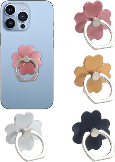 Roellgs 4 Pcs Mobile Phone Ring Holder Stand Mobile Phone Flower Finger Ring Grips Stand 360° Rotation 180° Flip Metal Universal Accessories Compatible with Smartphone, Mobile Phone,