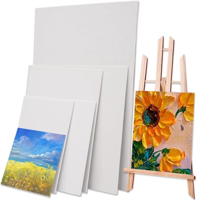 Canvas Schilderset van 6 Stuks, Diverse Maten 30x20, 20x15, 15x10, 20x20, 15x15, 10x10 cm, Ideaal voor Olieverf, Aquarel en Acryl Schilderen
