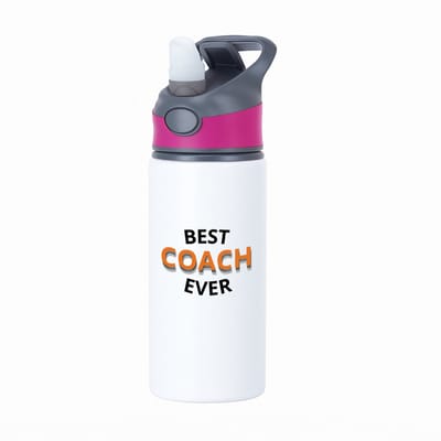 Hacebo® - best coach ever waterfles met rietje roze - Coach - een coach - sport - verjaardagscadeau - klein cadeautje - kado - gift - water fles - 650ML