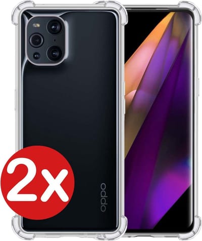 Hoesje - 2 Stuks - Geschikt voor OPPO Find X3 Pro - Sterk & Shockproof - Back Cover - Siliconen Case - Telefoon Hoes Shock Proof - Telefoonhoes - Transparant