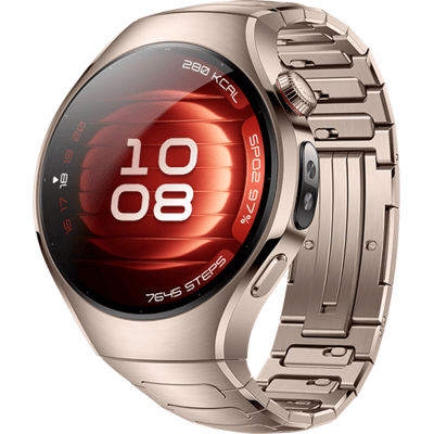 Huawei WATCH 5 42mm Sand Gold / Titanium band / Titanium van luchtvaartkwaliteit / X-TAP / eSIM bellen / GPS / ECG / Bluetooth 5.2 / Smartwatch /