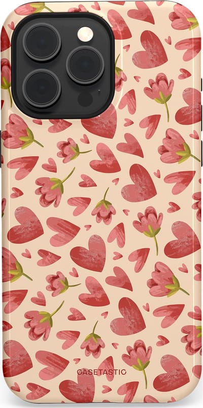 Casetastic Hoesje Geschikt voor Apple iPhone 15 Pro Max Magsafe - Stijlvolle Beschermende Duo-layer Case - Verbonden Hartjes