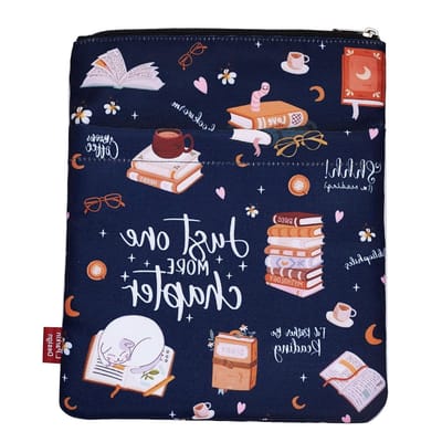 Allecto Plus - Boekhoes met rits en voorvak voor paperback boeken - Boekomslag voor 38 x 20 cm - Leuke geschenken voor boekenliefhebbers