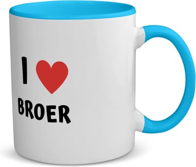 Akyol - i love broer koffiemok - theemok - blauw - Broer - de liefste broer - verjaardag - cadeautje voor broer - broer artikelen - kado - geschenk - 350 ML inhoud