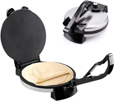 Chapati Tortilla Maker - Elektrische Roti Machine - Snelle Maaltijden Maken - Instelbare Temperatuur - 12 Inch - Zwart