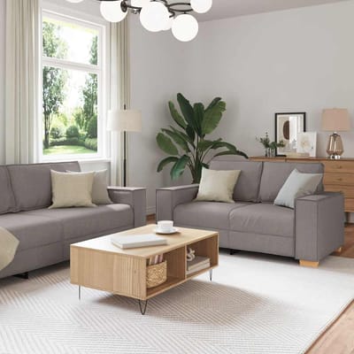 vidaXL - 2-delige - Loungeset - met - kussens - stof - taupe
