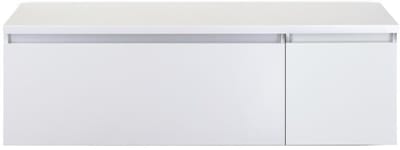 Frozen Badmeubelset 140 cm - Greeplijst in Kleur - Wastafel Onderkast met Bovenblad Wit Hoogglans