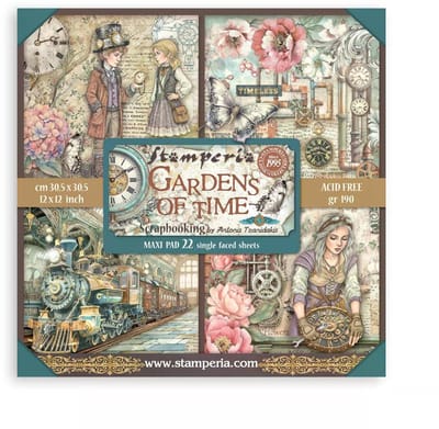 Stamperia - Gardens of Time 12x12 Inch Paper Pack Maxi (Single Face) by Antonis Tzanidakis (SBBXLB36)