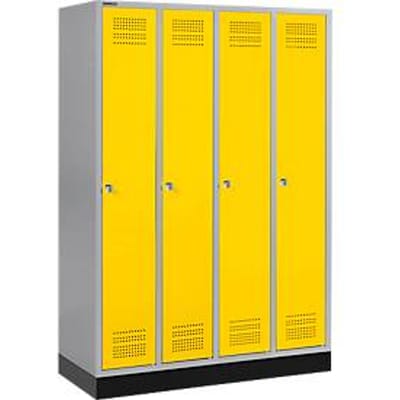 Schäfer Shop Genius Kledinglocker met fitting, 4 compartimenten, cilinderslot, blank aluminium/geel