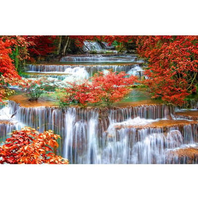 Cross Stitch Kit DIY Diamond Borduren Maple Leaf waterval Diamond Schilderen Mozaïek Home Decor 20X30CM gray