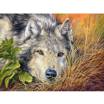 Animal loup bricolage diamant peinture point de croix plein rond diamant broderie 20X30CM beige