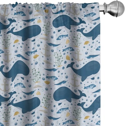 Wal gordijnen – 2x75x225 cm – Babyblauw multicolor