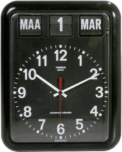 Twemco BQ12 - Klok - Rechthoekig - Kunststof - 30x38 cm - Black