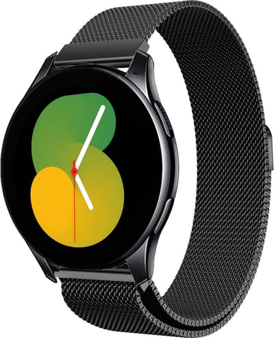 Bandje geschikt voor Samsung Watch 5 / 5 Pro (40 mm / 44 mm / 45 mm) & Huawei Watch GT 3 / 3 Pro 42 mm - Zwart Milanese Band