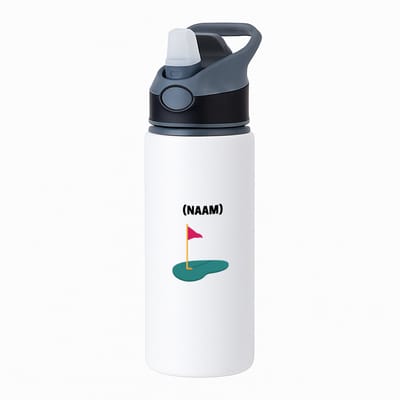 Hacebo® - Golf met eigen naam waterfles met rietje zwart - Golfen - Golfer - Sport - water fles - 650ML