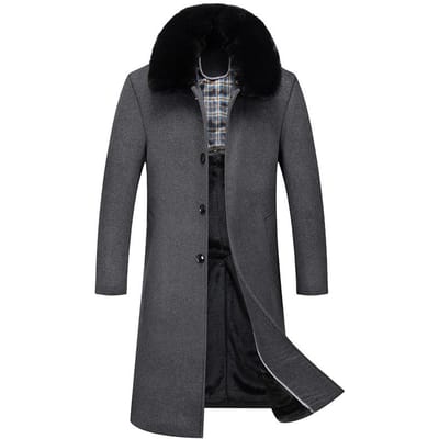 Herfst en Winter Nieuwe Super Lange Pluche Jas Herenmode Plus Fluweel Verdikte Wollen Jas Jas voor Heren 3XL gray