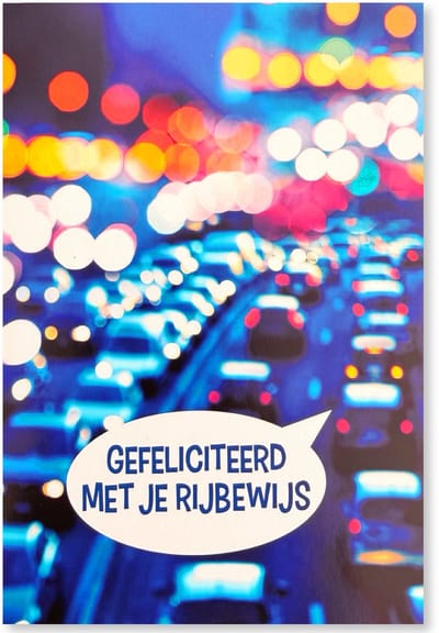 Gefeliciteerd met je Rijbewijs - Geslaagd Autorijbewijs wenskaart - 12 x 17 cm - gevouwen kaart Inclusief envelop