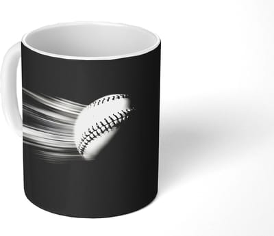 Mok - Koffiemok - Honkbal - Wit - Vliegt - Mokken - 350 ML - Beker - Koffiemokken - Theemok