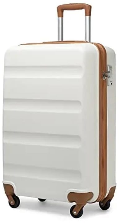 Sello! hardcase koffer – valies – TSA-slot – handbagage – 360° draaiende wieltjes – telescopische trekstang – 55×38×20 cm – wit