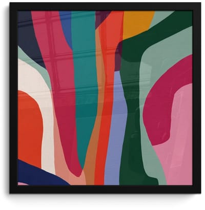 Poster in lijst - Fotolijst 40x40 cm - Posters - Vormen - Bochten - Kleurrijk - Abstract - Posterlijst zwart - Decoratie - Wanddecoratie woonkamer - Muurdecoratie slaapkamer