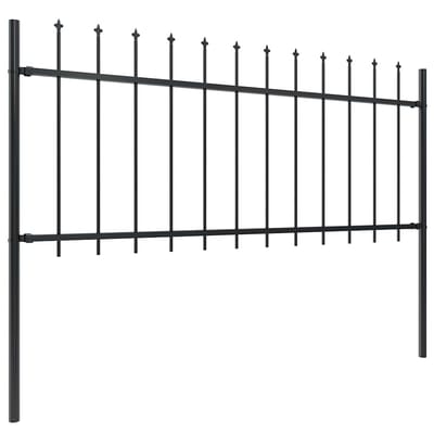vidaXL - Tuinhek - met - speerpunt - staal - 1339x80 - cm - zwart