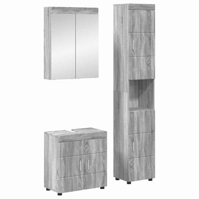 vidaXL - Badkamermeubel - Set - TULUM - 3 - st - Grijs - Sonoma - 60 - x - 34 - x - 63 - cm