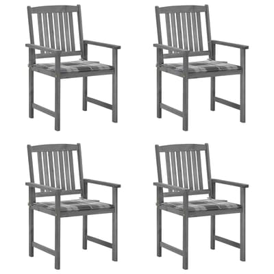 vidaXL - Tuinstoelen - 4 - st - met - kussens - massief - acaciahout - grijs