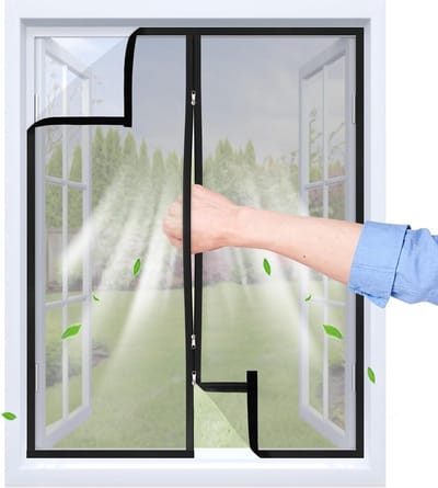 Thijox - Vliegengaas met Ritssluiting 75 x 120 cm - Ademend Polypropyleen - Herbruikbaar Zwart Vliegengordijn voor Tuin, Keuken en Camping