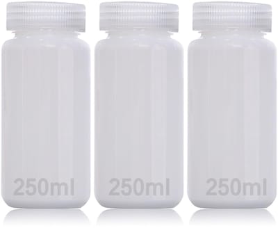 IMstore - Plastic Fles - 250ml - Lekvrije Labfles - Transparant - Brede Opening - Geschikt voor Pillen en Watermonsters