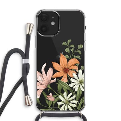 Case Company® - Hoesje met koord geschikt voor iPhone 12 hoesje met Koord - Floral bouquet - Telefoonhoesje met Zwart Koord - Bescherming aan alle Kanten en Over de Schermrand