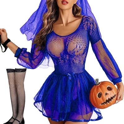 Dailygoods - Dailygoody - Dameslingerieset - Sexy nachtkleding - Transparant kant - Kleur: rood/zwart/blauw/paar - Babydoll - Geschikt voor huwelijksverjaardag - M