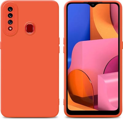Cadorabo Hoesje geschikt voor Samsung Galaxy A20s in FLUID ORANJE - Beschermhoes gemaakt van flexibel TPU silicone Cover Fluid Case