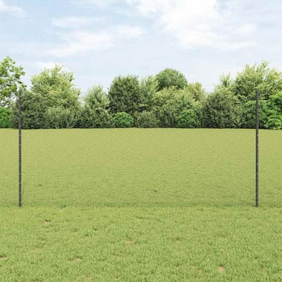 vidaXL - zeshoekig - gaasgek - met - palen - 10 - x - 1,2 - m - PVC-Coated - Staal - Grijs