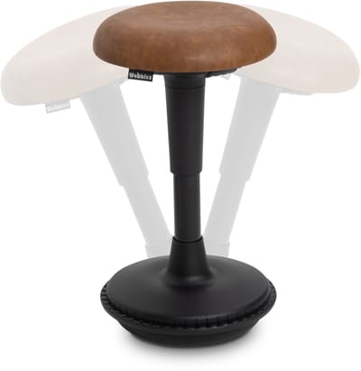 Wobblez® Spine Wiebelkruk - in hoogte verstelbare bureaukruk van 45-65 cm - Cognac zitting Zwart frame