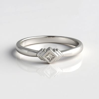 Cavill - Zilveren Ring met 0,09ct I2 Bruine Diamant - 925 Sterling Zilver - Princess Geslepen - Minimalistisch & Modern Design - Elegante Sieraden