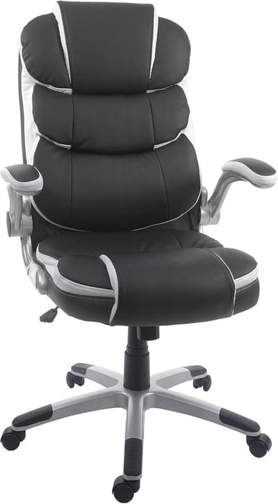 Ergonomische Bureaustoel Kunstleer Zwart Draaistoel met In hoogte Verstelbaar en Kantelmechanisme