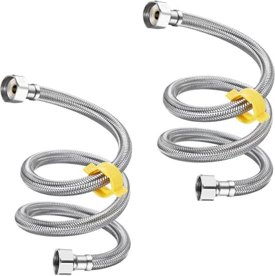 Slang Flexibele Pijp, G 1/2 "x G 1/2" Flexibele Waterleiding, Voor Gootsteen Sanitair Vervangen(Verpakking van 2)
