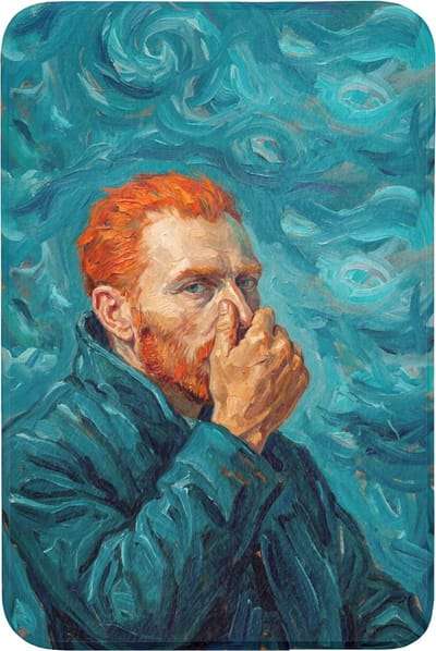Badmat 60x90 cm - Antislip - Portret - Klassiek - Blauw - Badmatten voor badkamer - Badkamermat - Douchemat - Badkamer mat