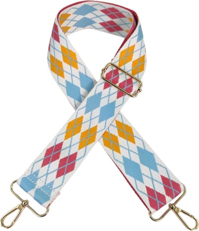 Qischa® Bag strap - Tassenriem - Schouderband - Schouderriem - Tassen Riem - Tas Hengsel - Verstelbare Riem - wit, rood, geel, blauw - gouden hardware