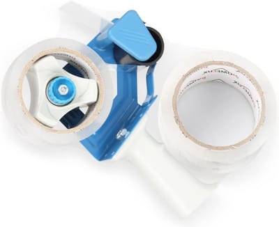 Sterke pakkettape en robuuste plakbanddispenser set - transparant - 66 m x 50 mm - verpakken verzending verhuizing - afrollerset