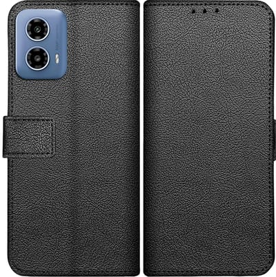 Cazy hoesje geschikt voor Motorola Moto G34 Hoesje met Pasjeshouder - Bookcase Classic - Zwart