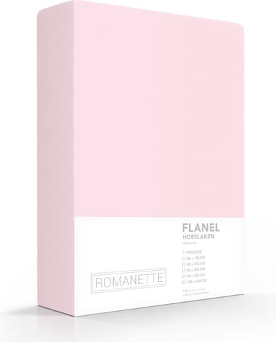Romanette luxe flanellen hoeslaken - roze - lits-jumeaux extra lang (180x220 cm)