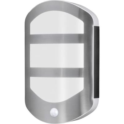 OSRAM ENDURA Style Plate Wall wandlamp in moderne roestvrijstalen look met sensor en indirect licht, heldere en functionele LED-buitenlamp, IP44-bescherming, voor entreeverlichting en gevels