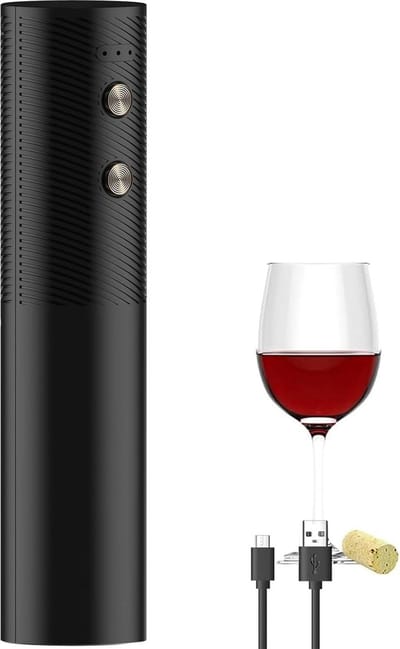 Elektrische kurkentrekker - Draadloze oplaadbare wijnopener met USB-kabel - Eenvoudig te hanteren - Perfect cadeau voor wijndrinkers - Mat zwart