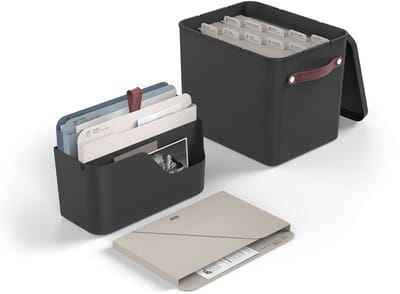 Rotho My paper organizerset, documenten organizer en archief 2 in 1. Zwart met blauwe inlegger. Geschikt voor A4 formaat