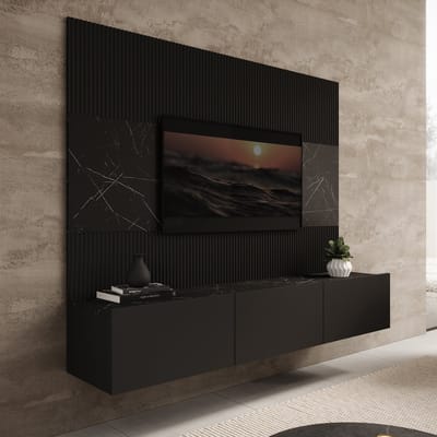Meubella - TV-Meubel Dominic - Zwart - 180 cm