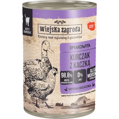 6x400g Wiejska Zagroda Cat Huhn mit Ente natvoer voor katten