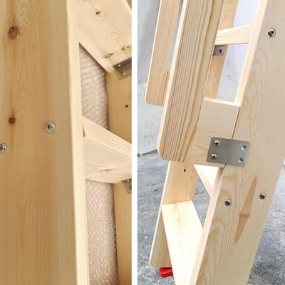 Stapelbed Ladder - Klimladder - Caravan Slaapplek - Antislip Voetkussens - 100 cm Hoog