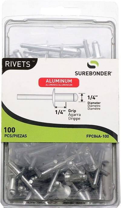 Korte Klinknagels - Aluminium Nagels - Bevestigen van Materialen - Volledig Aluminium - 1/4 inch - Aluminiumkleur